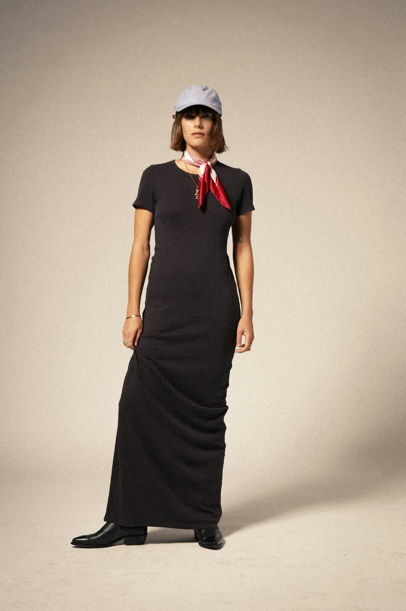 Carefree Organic Garment Dyed Slim Dress - Black