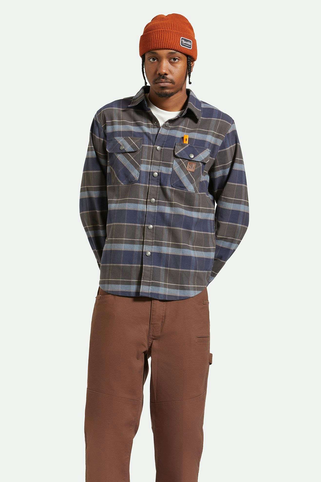 1938-builders-bowery-stretch-water-resistant-l-s-flannel-washed-navy-black-coronet-blue-2.jpg Builders Bowery Stretch Water Resistant L/S Flannel - Washed Navy/Black/Coronet Blue