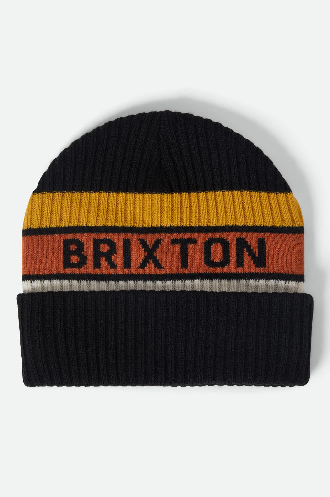 Rainier Striped Beanie - Black/Yellow/Orange