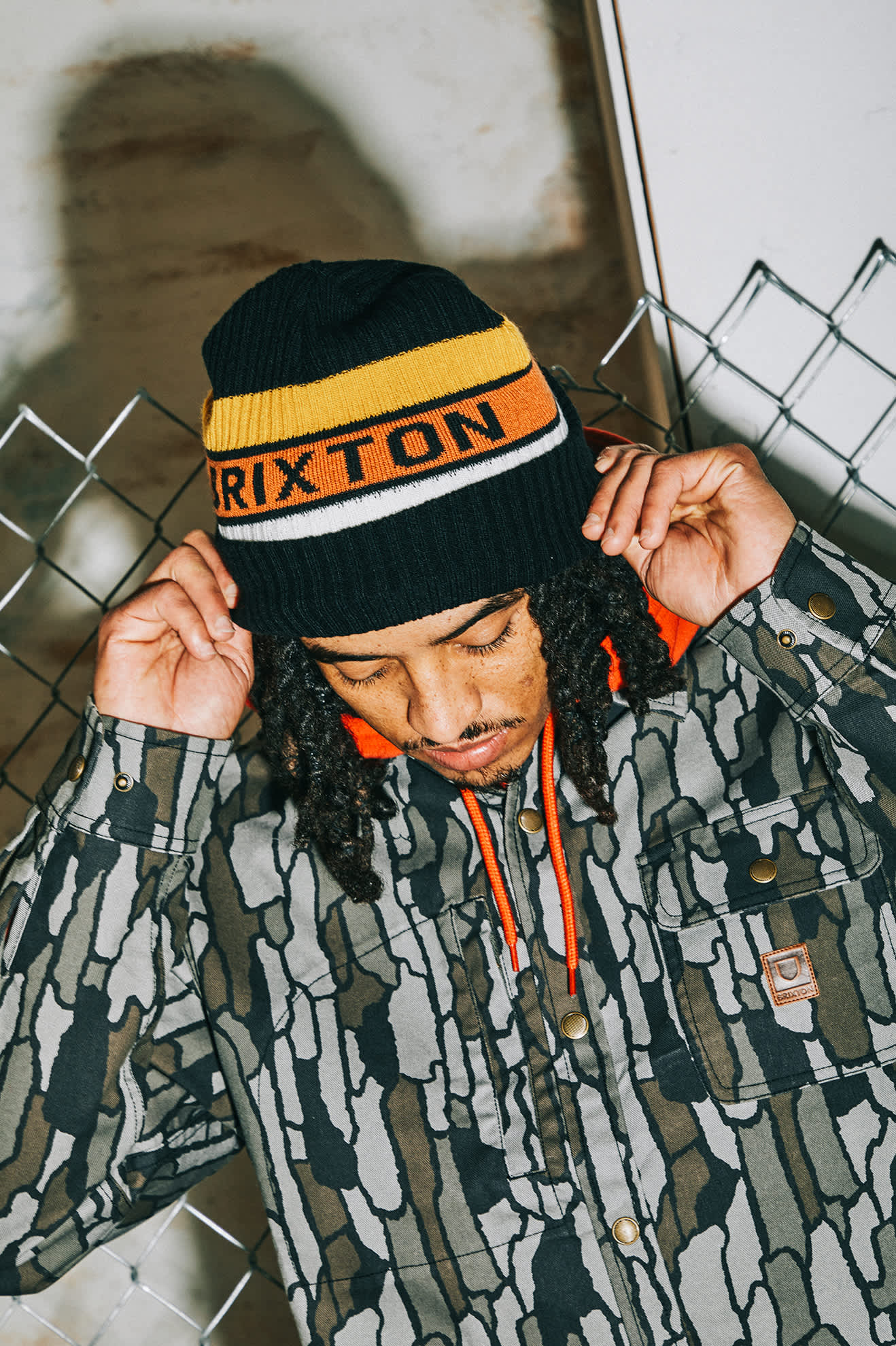 Rainier Striped Beanie - Black/Yellow/Orange
