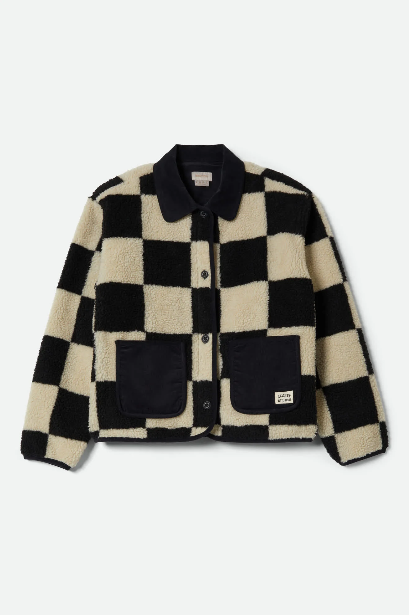 Delilah Sherpa Jacket - Black/Natural Finish Line Checker
