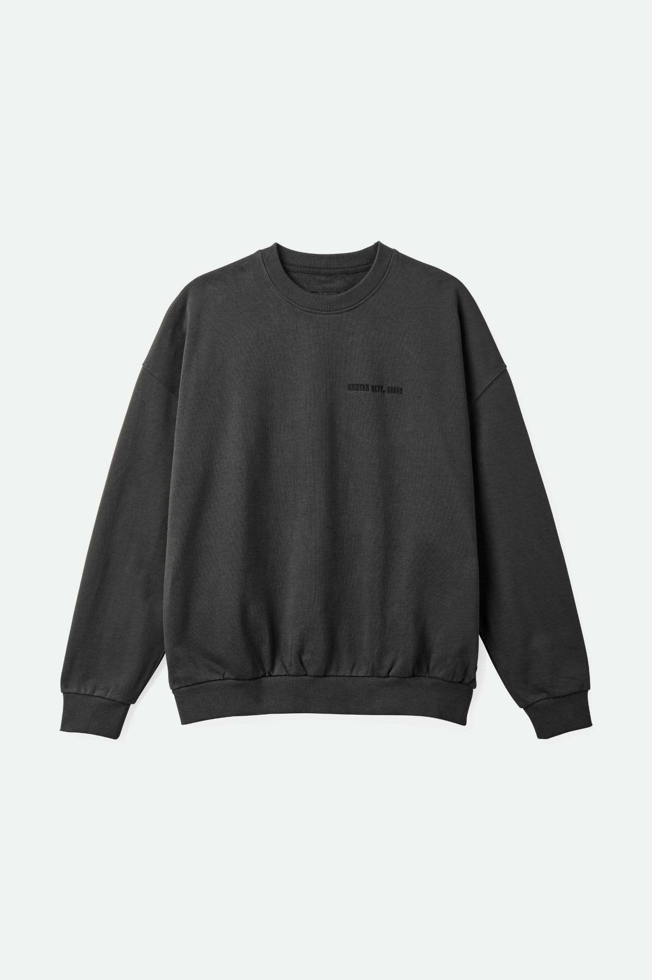 Embroidered Heavyweight Oversized Crew - Washed Black