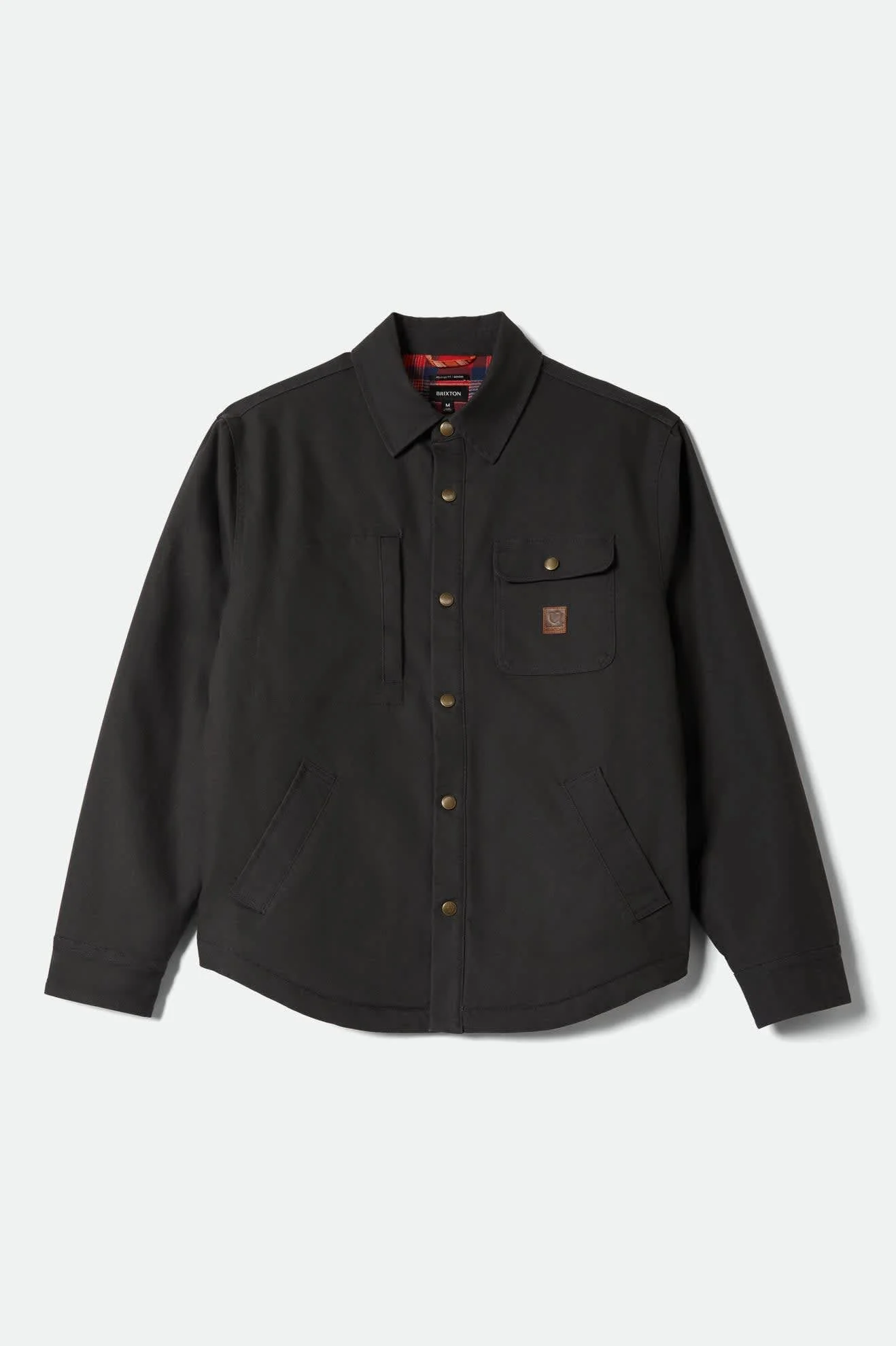 Builders Stretch Flannel Lined Jacket - Washed Black/Red
